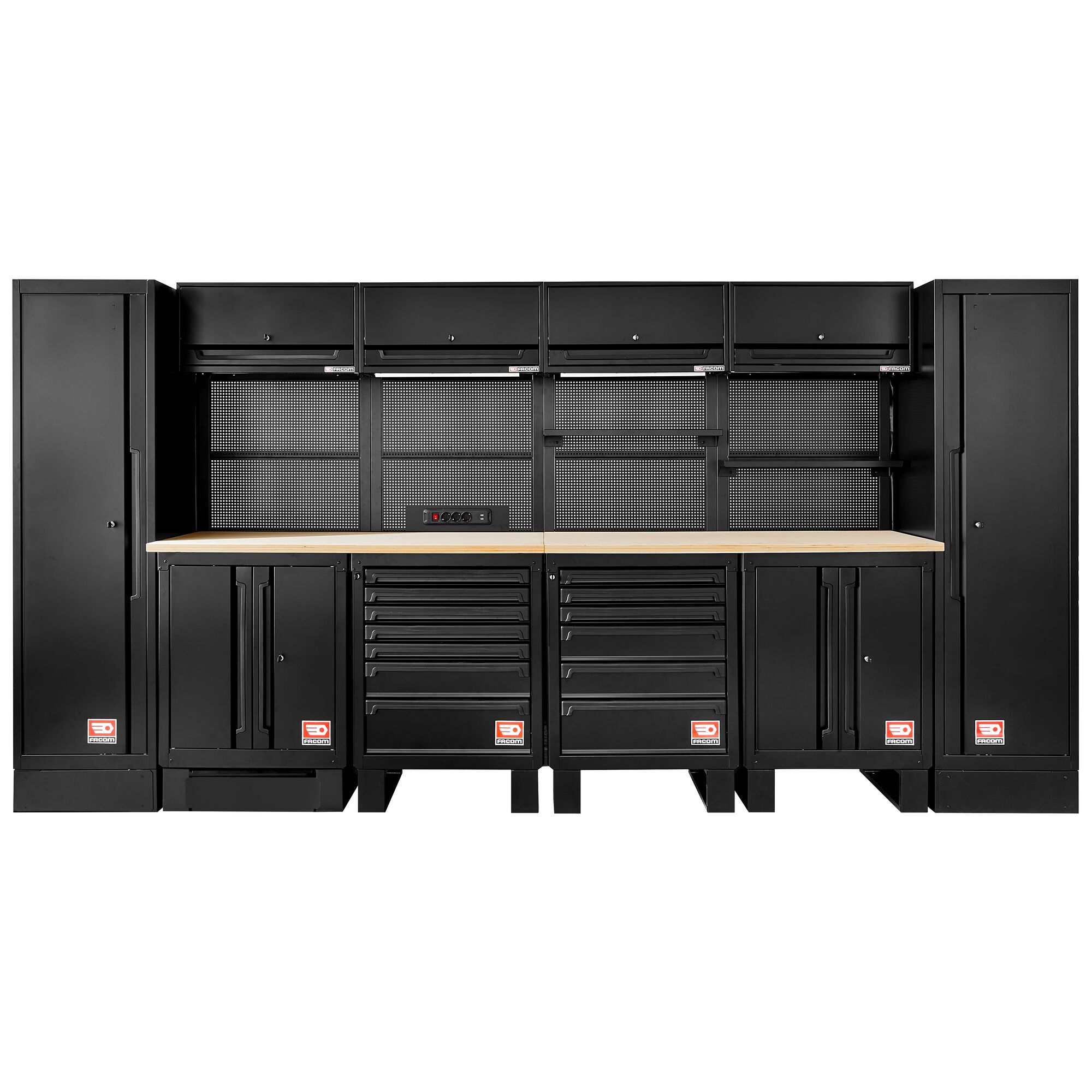 Facom RWS2 - 3,9m Set | Houten Werkblad | Zwart - RWS2-10BS
