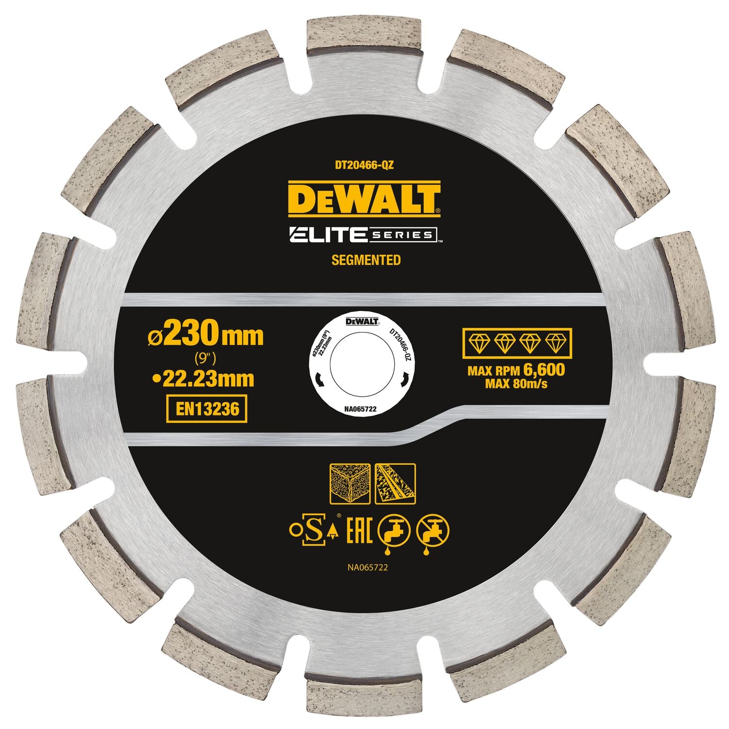 DeWalt DT20466-QZ Elite Diamantblad | Gesegmenteerd | 230 mm |Asfalt DT20466-QZ