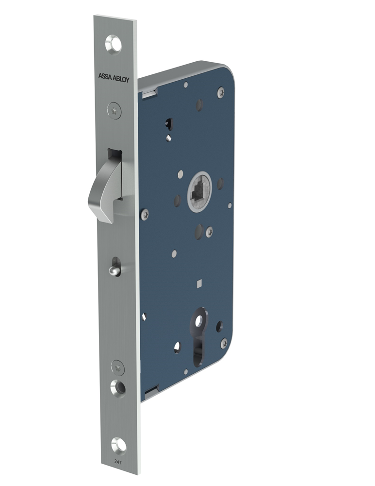 ASSA ABLOY 2477 Schuifdeurslot,DM60mm | PC72mm | krukgat 8mm | voorplaat RVS 24x235mm rechthoekig | DR 1+2+3+4 - 7275535
