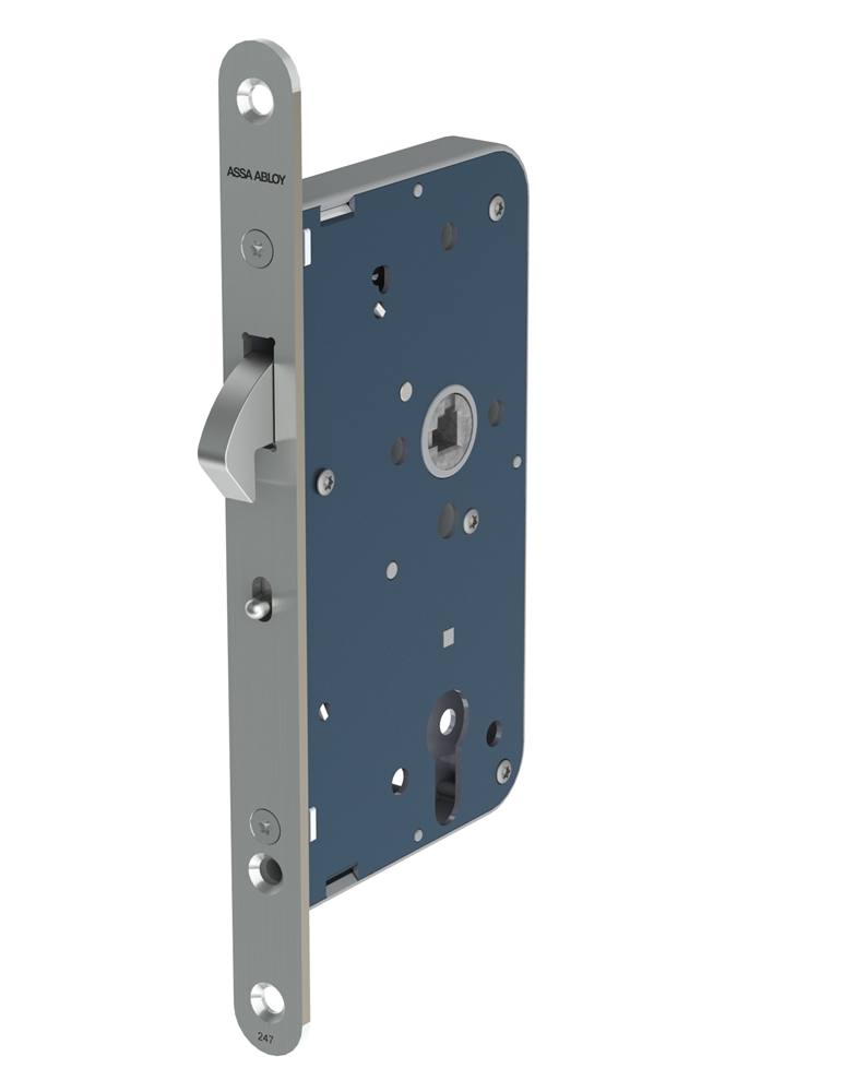 ASSA ABLOY 2477 Schuifdeurslot,DM60mm | PC72mm | krukgat 8mm | voorplaat RVS 20x235mm afgerond | DR 1+2+3+4 - 7962057