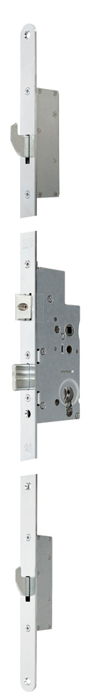 Nemef 5040 Veiligheidsmeerpuntssluiting | cilinderbediend | SKG*** | DM65mm | PC72mm | voorplaat staal verzinkt 24x1950mm afgerond| DR 1+3/2+4 -