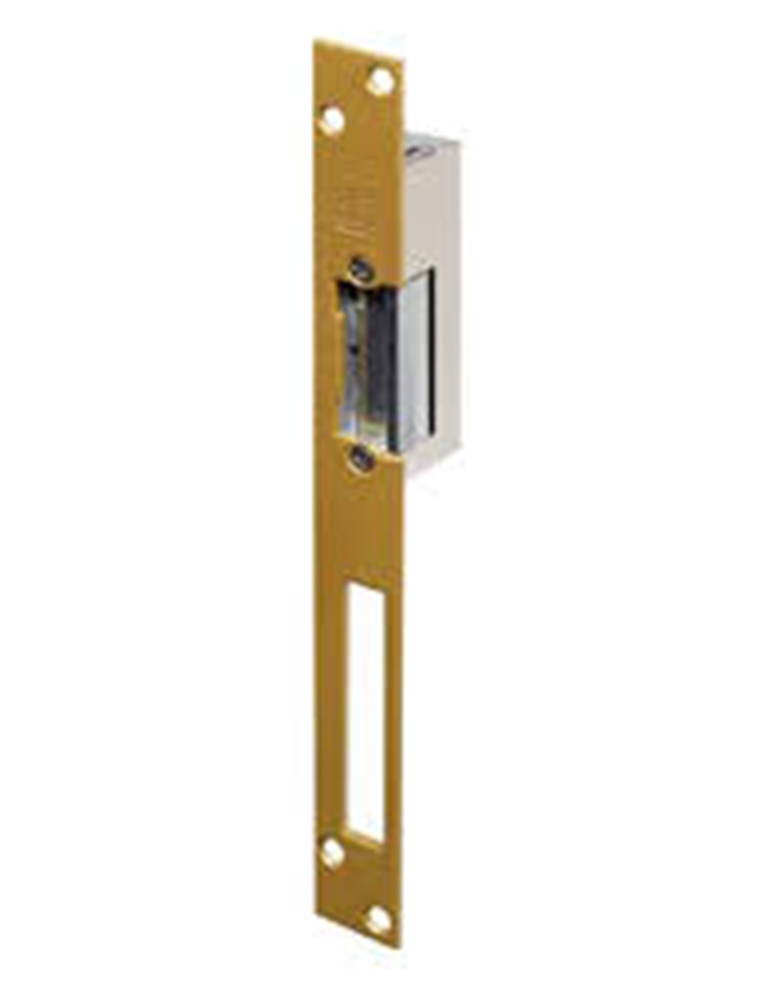Effeff 24HZ Elektrische inbouw deuropener type 24 | spanningsloos vergrendeld | pulsontgrendeling | sluitplaat 010 HZ bronskleurig | 8-16V=~ | DIN