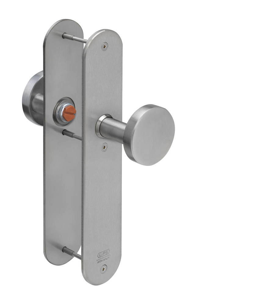 Lips ARU8201 Beslag langschild afgerond | krukmodel 10 | binnenzijde blind met kruk | buitenzijde blind met schijfknop | geborsteld RVS | deurdikte