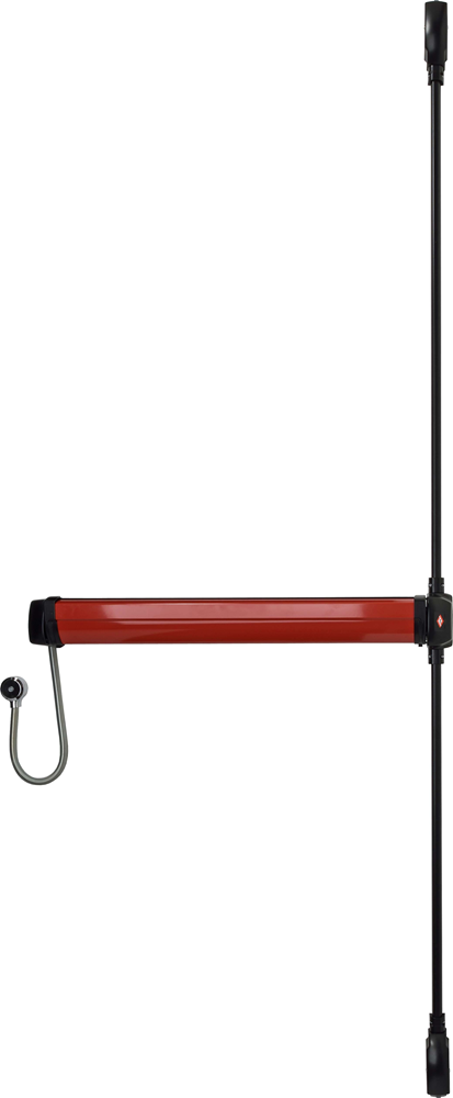 JPM FC-EX-20 JPM Elektromechanische paniekbalk Fluid Control - Uitgang | type: C | 2 punts: boven en onder | kleur: zwart met rode balk | lengte: 835