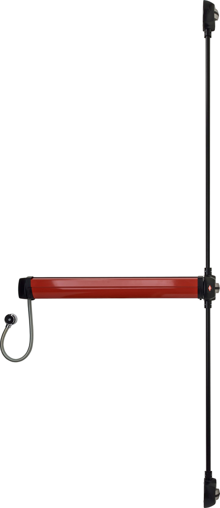 JPM FC-EA-31 JPM Elektromechanische paniekbalk Fluid Control - Uit- en Ingang | type: C | 3 punts: lateraal | knop | kleur: aluminium | lengte: 835 mm
