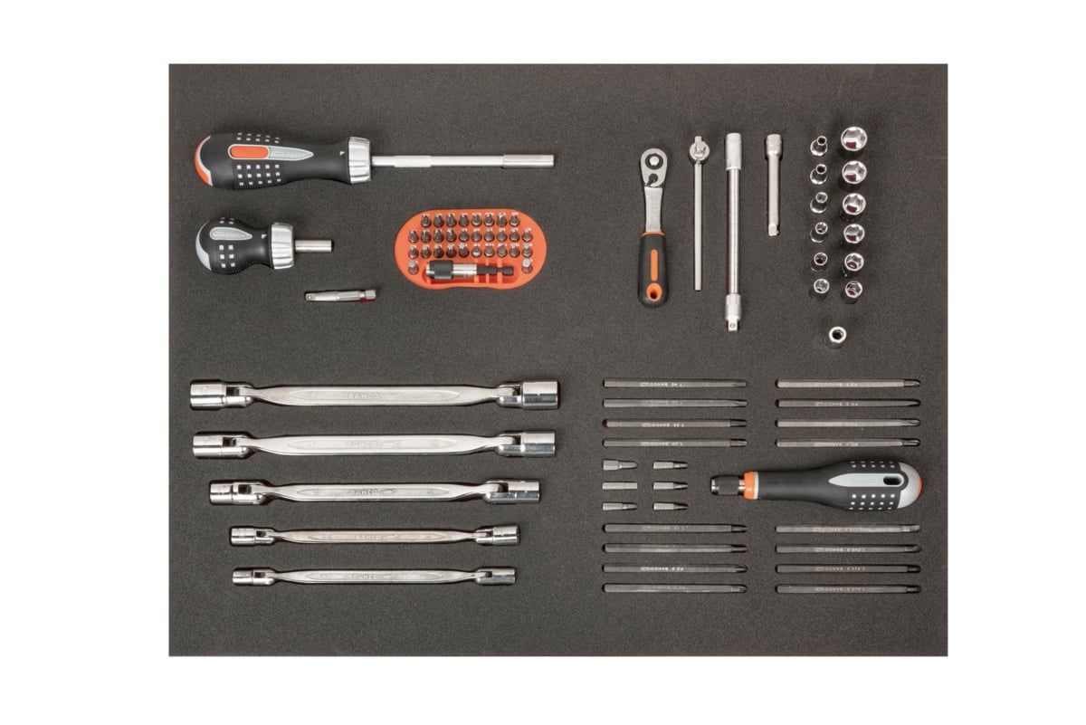 Bahco Foaminlay Fit&Go 3 3 met doppen en toebehoren 1 4" | schroevendraaiers | sleutels en bits 89-delig FF1A36