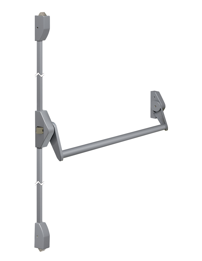 Lips FLAT101M Paniekopener Freedom Line model T | met duwstang | 2 - 3 sluitpunten met nachtschootblokkering | 1160mm kleur zilvergrijs/zilvergrijs. -
