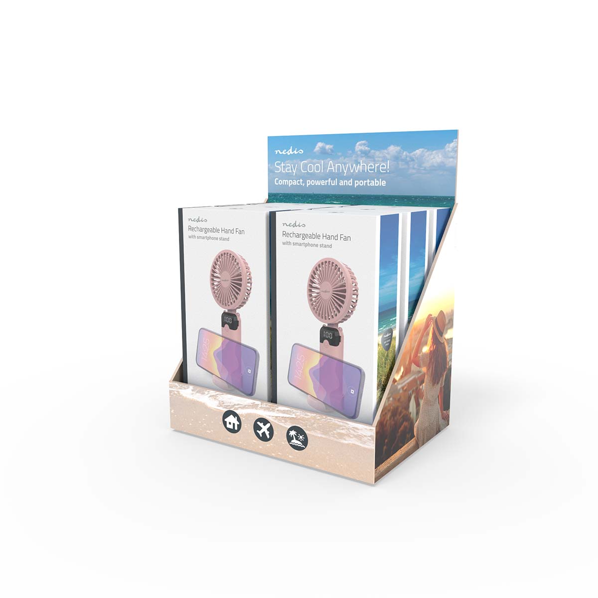 Nedis Hand Ventilator | 90 mm | 6-Snelheden | Roze - FNHH3BOX3