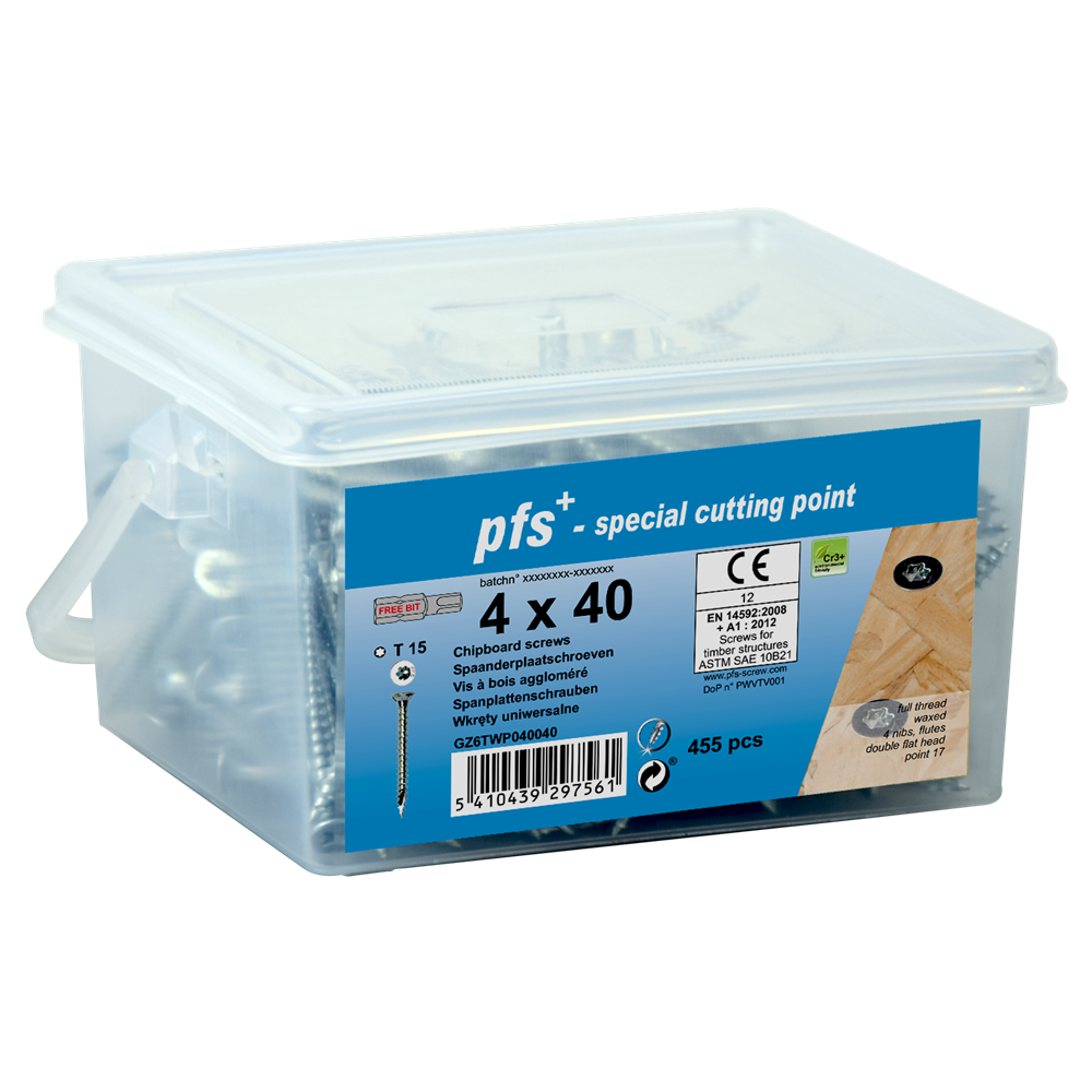 pgb-Europe PGB-FASTENERS | Spaanplaat schroeven pfs Torx 4x50 Zn/Emmer 385 | 385 st - GZ6TWP040050