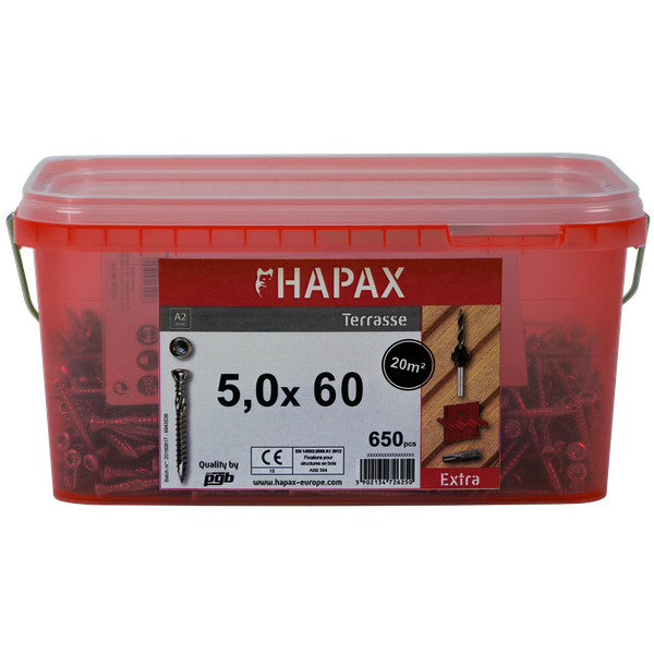 pgb-Europe - HAPAX hardhoutschroeven 5x60 A2 (set)/emmer - HAP020A00SET060M