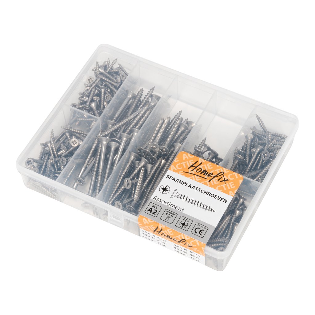 Homefix Organizer 7-Vaks Spaanplaatschroeven Rvs-A2 Pk 8900.01.32000