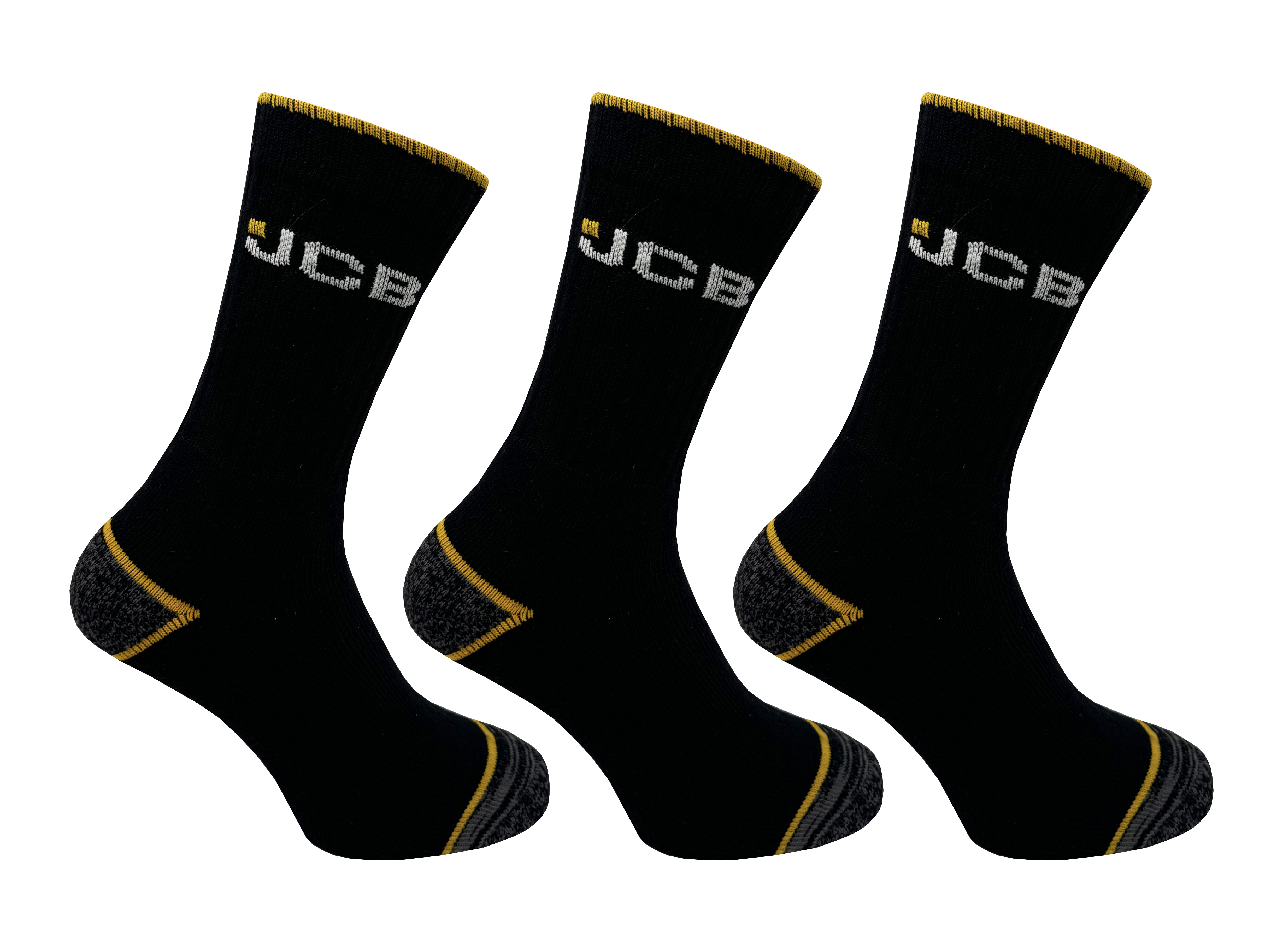 JCB Werksokken Tough Work | Zwart/Geel | Maat 44-47 | 3 paar - JCBX215 afbeelding