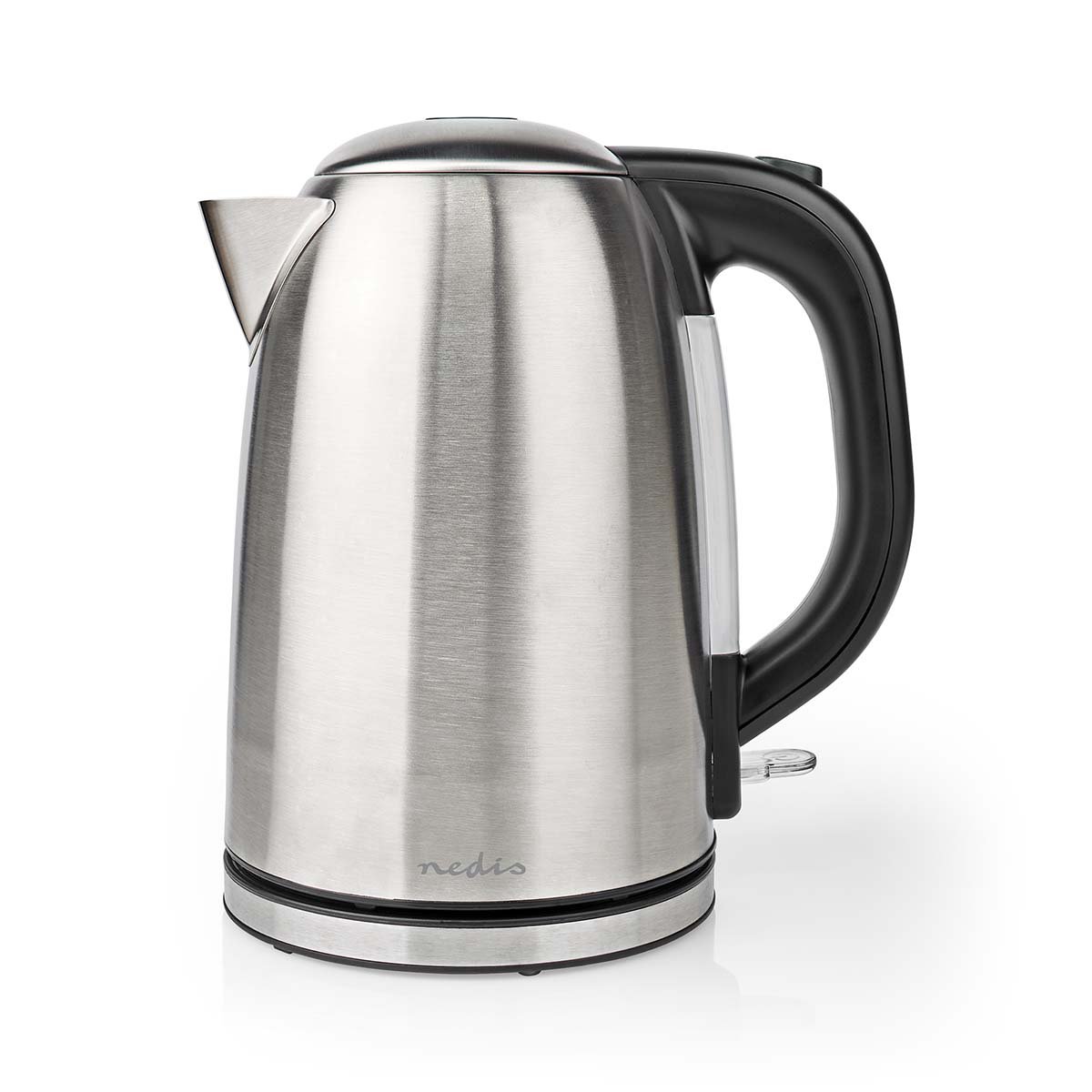Nedis Waterkoker | 1.7 l | Roestvrij Staal | Zilver / Zwart | 360 graden draaibaar | Verborgen verwarmingselement | Strix®-controller |