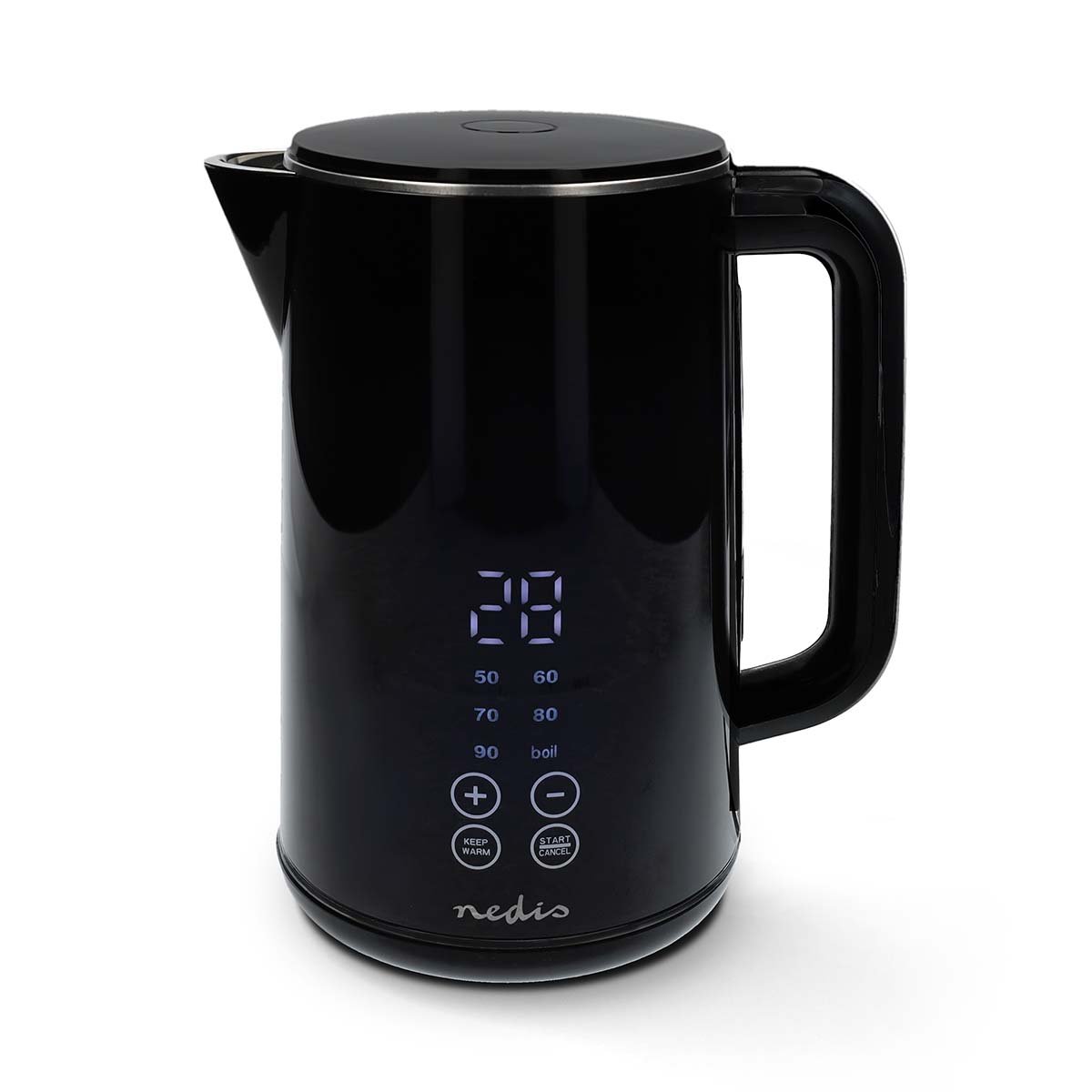 Nedis Waterkoker | 1.7 l | Kunststof | Zwart | 50,60,70,80,90,100 °C | Temperatuurindicator | 360 graden draaibaar| Strix®-controller |