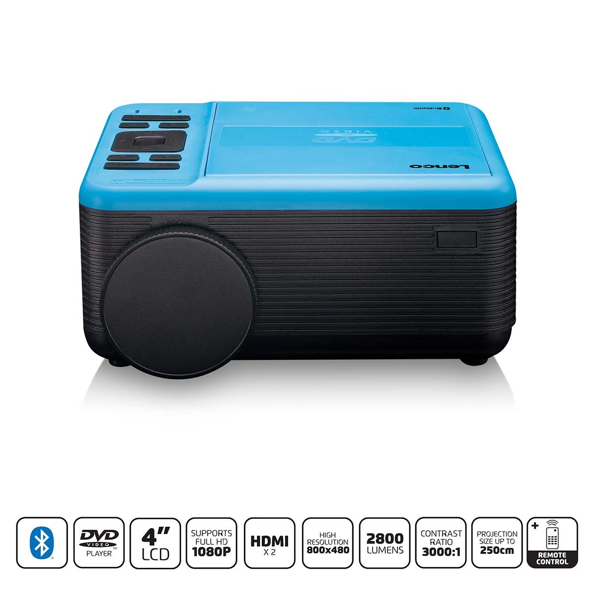 Lenco LCD Projector met DVD-speler en Bluetooth® Blue - LPJ-500BU
