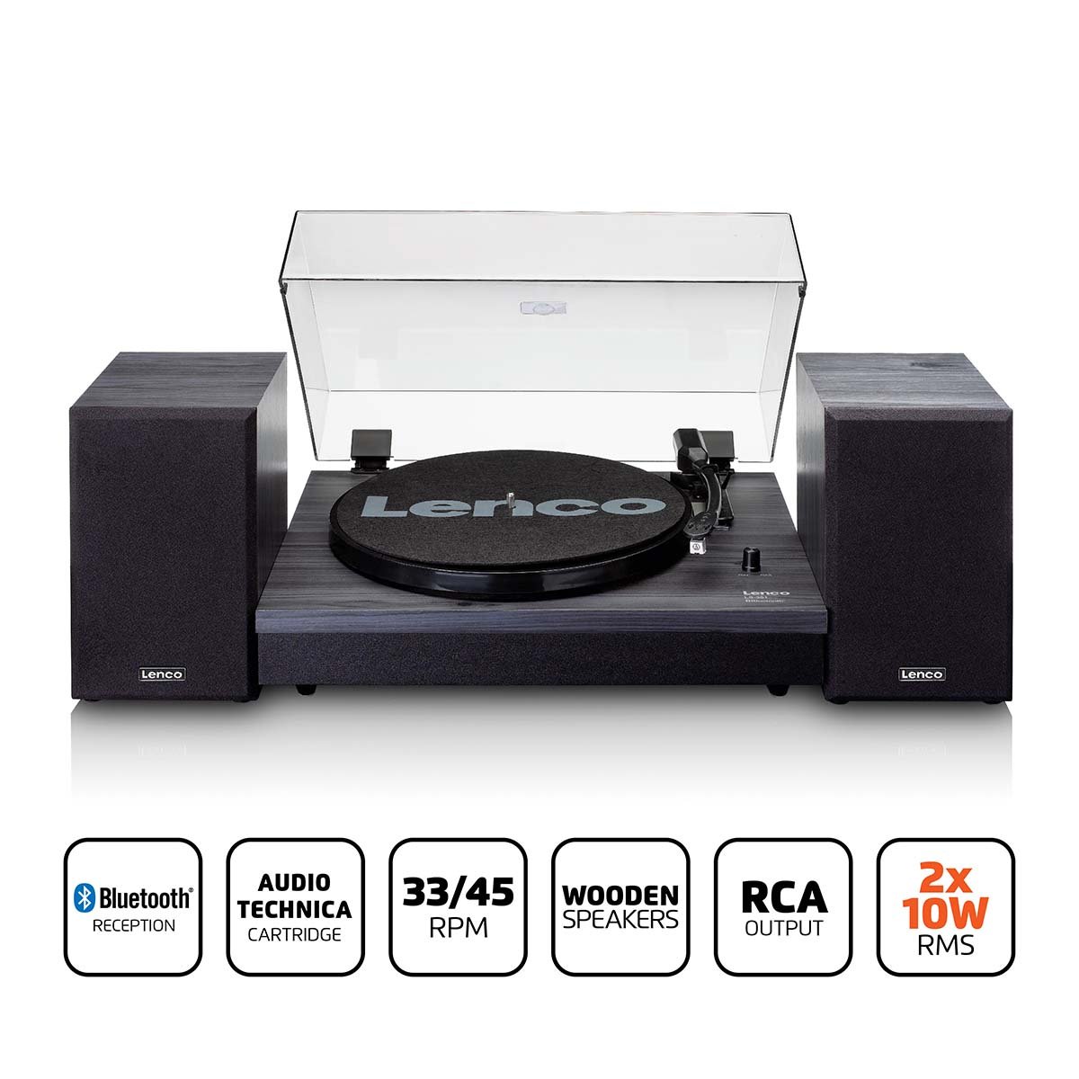 Lenco Platenspeler met Bluetooth® en twee externe luidsprekers zwart - LS-301BK