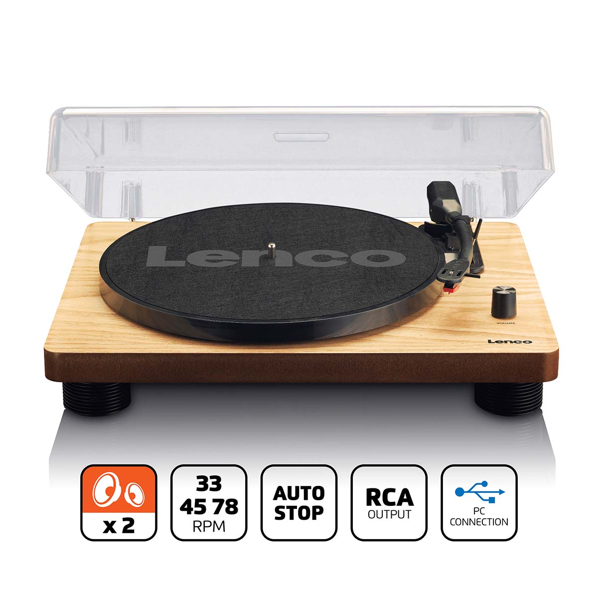 Lenco LS-50WD Platenspeler met ingebouwde luidsprekers USB Codering Hout - LS-50WD