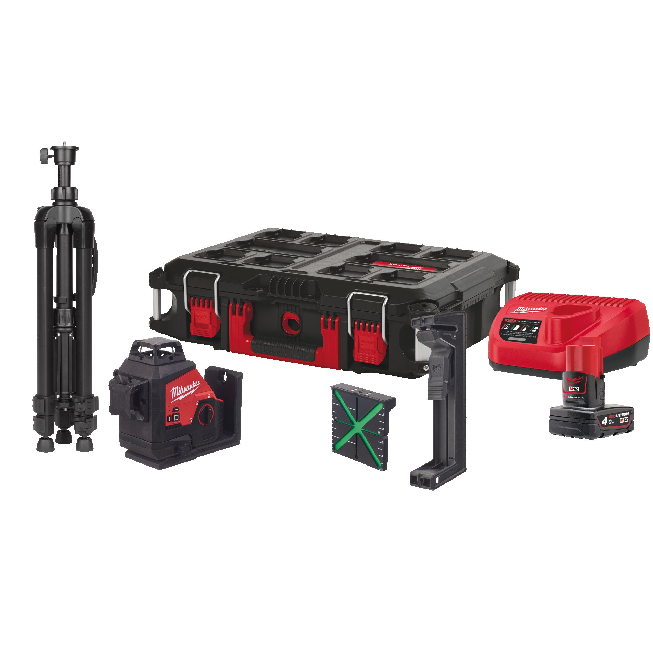 Milwaukee M12 3PLSKIT-401P Accu Driedimensionale Laser | 3 groene 360° laser cirkels | PACKOUT™ kit - 4933499379