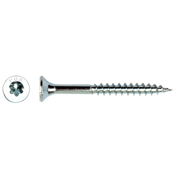 pgb-fasteners Universele Spaanplaatschroef Verzinkt VK-T Deeldraad verzonken kop Ø 4,50x80 TX20 | 200 st | PGWVTG001004500802