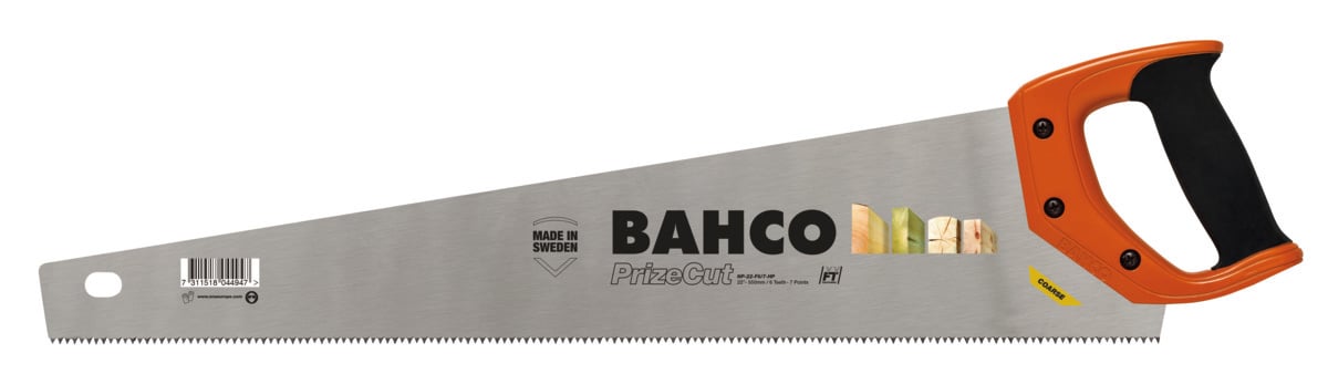 Bahco PrizeCut™ handzaag | voor grof en middelgrof houten materiaal | &apos;fleem&apos;-vertanding | 7 TPI | 22" | 550 mm NP-22-F7 8-HP