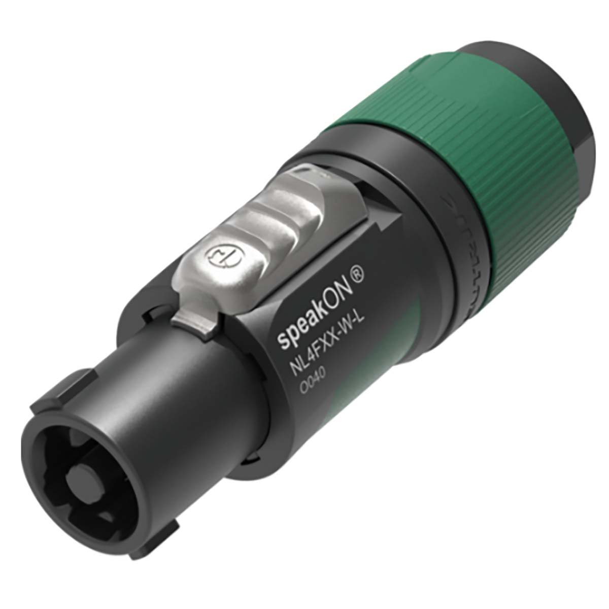 Neutrik 4 pole speakON cable connector, screw terminal assembly, chuck type strain relief for cable diameters 10 to 16 mm - NTR-NL4FXX-W-L