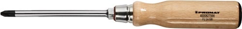 Promat Schroevendraaier | maat PZD 2 klinglengte 100 mm | houten greep | ronde kling met 6-Kant aanzet - 4000827066 4000827066