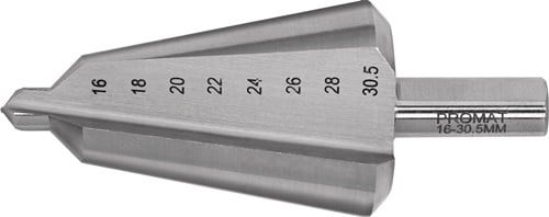 Promat Getrapte plaatboor | boorbereik 16-30,5 mm | HSS-Co totale lengte 76 mm | snedeaantal 2 - 4000862023 4000862023