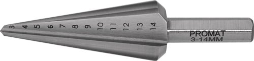 Promat Getrapte plaatboor | boorbereik 3-14 mm | HSS totale lengte 58 mm | snedeaantal 2 - 4000862031 - 4000862031