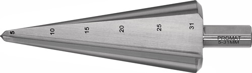 Promat Getrapte plaatboor | boorbereik 5-31 mm | HSS totale lengte 103 mm | snedeaantal 2 - 4000862037 4000862037