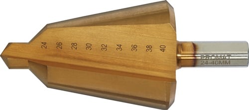 Promat Getrapte plaatboor | boorbereik 24-40 mm | HSS TiN totale lengte 89 mm | snedeaantal 2 - 4000862044 4000862044