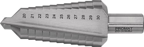 Promat Getrapte boor | boorbereik 20-30 mm | HSS met rechte groef | snedeaantal 2 tredenaantal 11 - 4000862085 4000862085