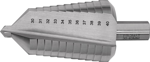Promat Getrapte boor | boorbereik 30-40 mm | HSS met rechte groef | snedeaantal 2 tredenaantal 11 - 4000862086 4000862086