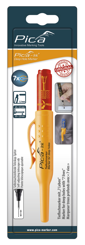 Pica 150/40 Markeerstift voor diepe gaten | Rood | Blister - PI15040SB
