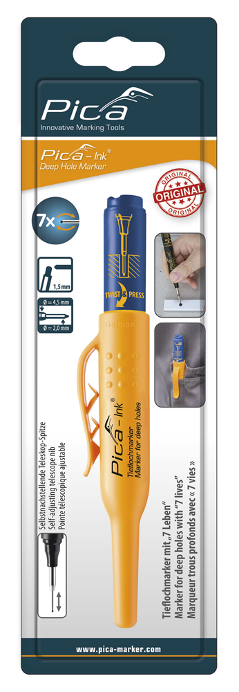 Pica 150/41 Markeerstift voor diepe gaten | Blauw | Blister - PI15041SB
