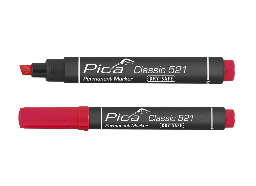 Pica 521/40 Permanent Marker | 2-6mm | Beitel | Rood | 10 stuks - PI52140