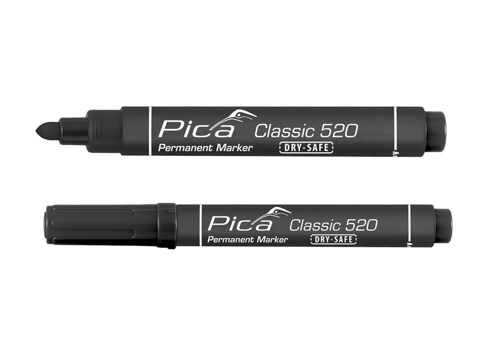Pica 521 46 Permanent Marker | 2-6mm | Beitel | Zwart | 10 stuks PI52146