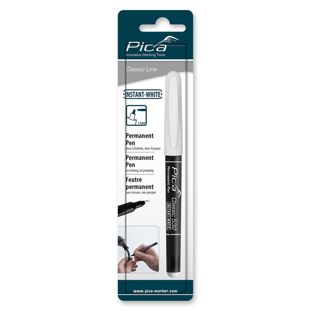 Pica 532/52 Permanent Pen | 1-2mm | Rond | Wit | Blister - PI53252SB