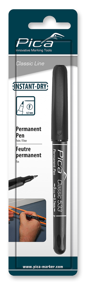 Pica 533 46 Permanent Pen | 0 7mm | Rond | Zwart | Blister PI53346SB