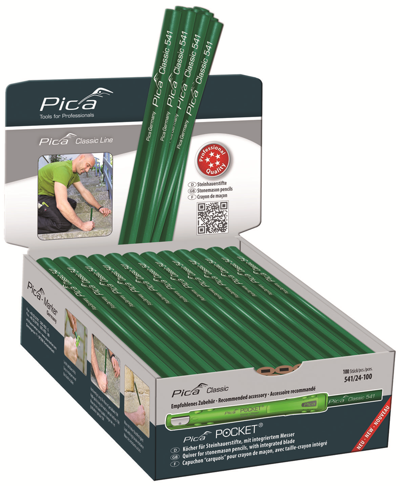 Pica 541/24 Steenpotlood | 24cm | Display | 100 stuks - PI54124-100
