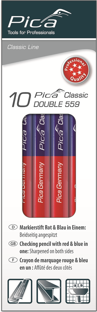 Pica 559 Dubbel potlood rood blauw | 17 5cm | 10 stuks PI559-10