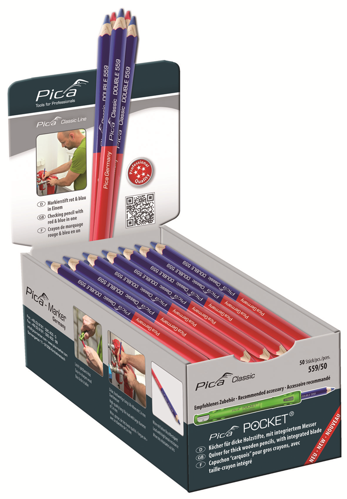 Pica 559 Dubbel potlood rood/blauw | 17,5cm | 50 stuks - PI559-50
