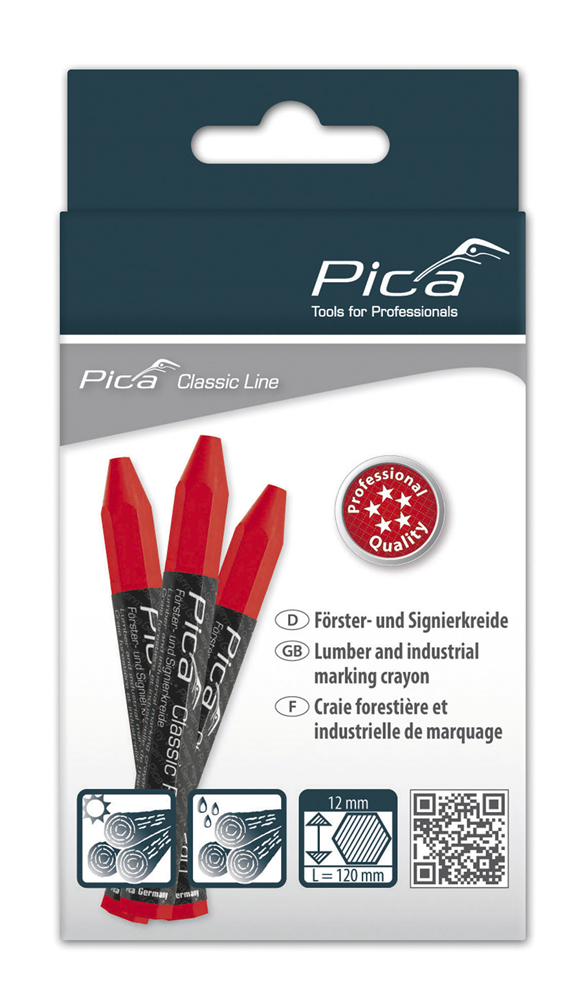 Pica 590 40 Markeerkrijt PRO | 12x120mm | Rood | 12 stuks PI59040