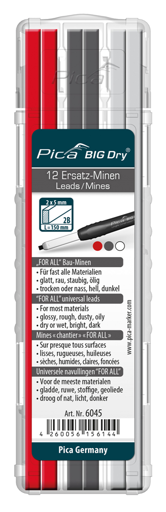 Pica 6045 BIG Dry Navulling | Grafiet, wit & rood - PI6045