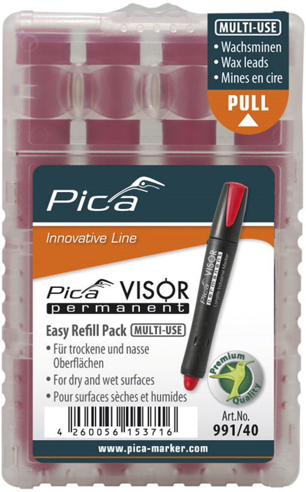 Pica 991/40 VISOR Permanent Navulling | Rood - PI99140