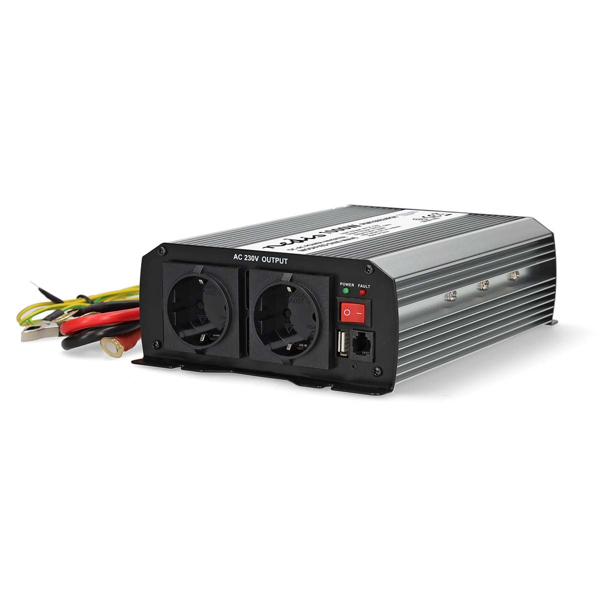 Nedis Omvormer Gemodificeerde Sinusgolf | Ingangsvoltage: 24 V DC | Apparaat stroomoutput: Type F (CEE 7 3) USB-A| 1000 W | Piekvermogen: 2000 W |