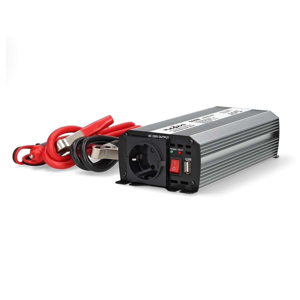 Nedis Omvormer Gemodificeerde Sinusgolf | Ingangsvoltage: 12 V DC | Apparaat stroomoutput: Type F (CEE 7 3) USB-A | 600 W | Piekvermogen: 1200 W |