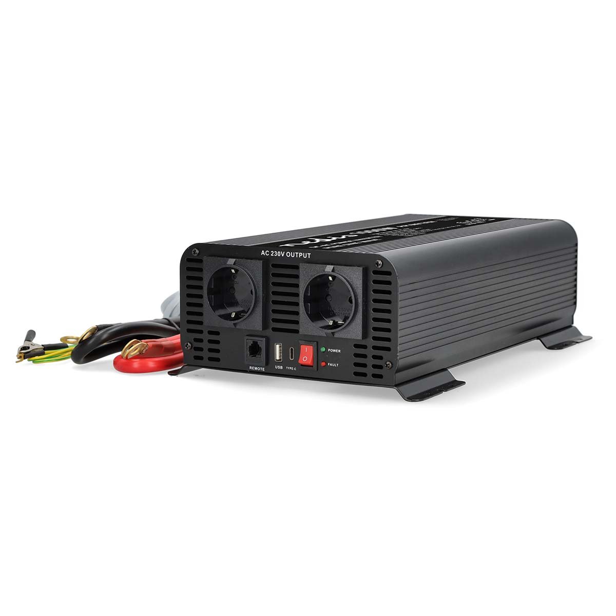 Nedis Omvormer Pure Sinusgolf | Ingangsvoltage: 12 V DC | Apparaat stroomoutput: Type F (CEE 7 3) USB-A USB-C™ | 1000 W | Piekvermogen: 2000 W |