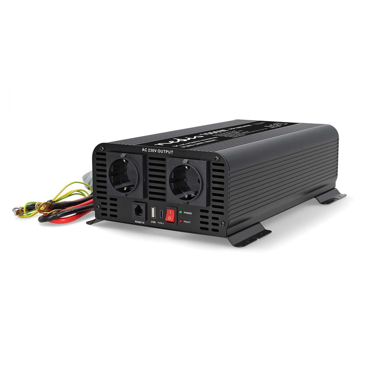 Nedis Omvormer Pure Sinusgolf | Ingangsvoltage: 24 V DC | Apparaat stroomoutput: Type F (CEE 7 3) USB-A USB-C™ | 230 V AC 50 Hz | Zwart