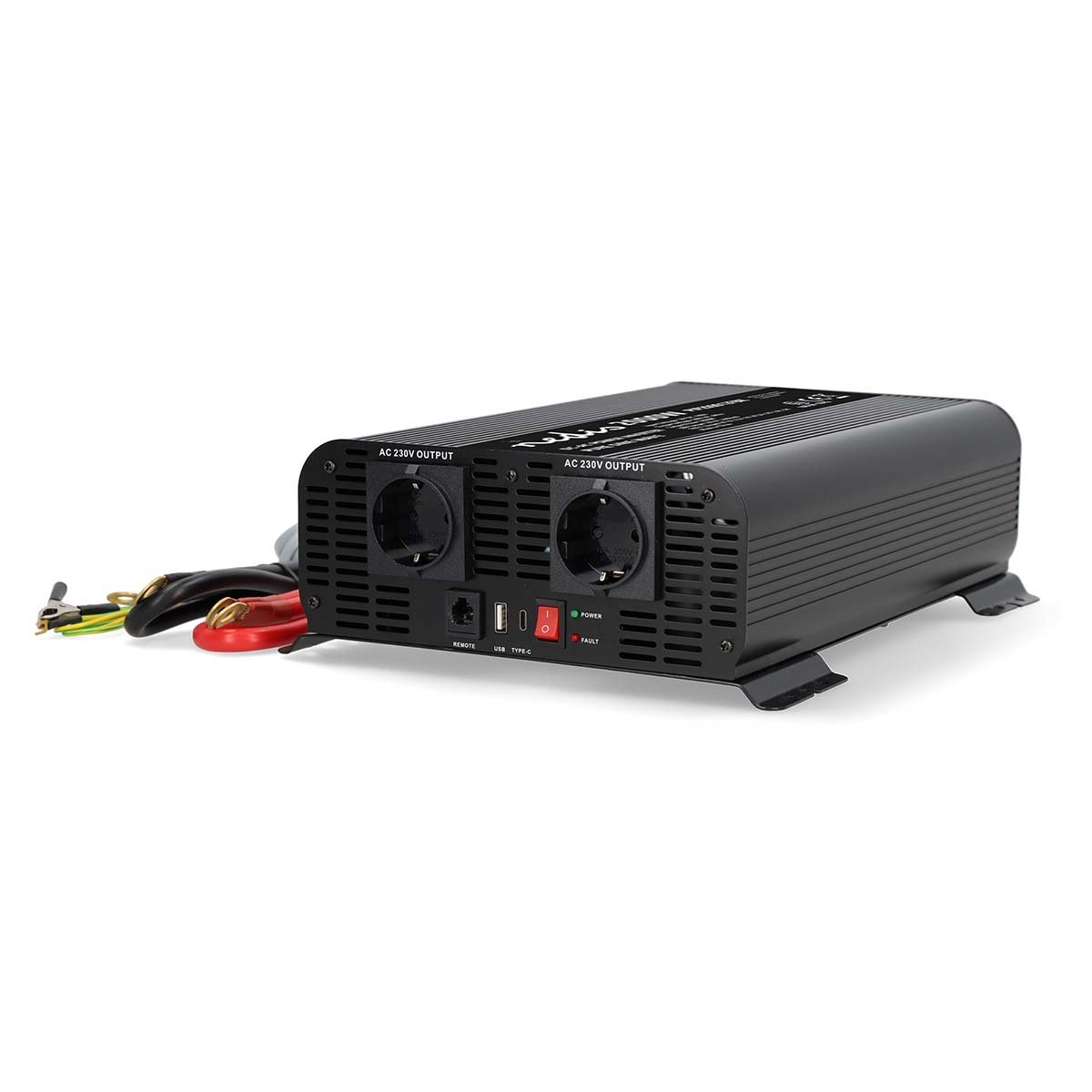 Nedis Omvormer Pure Sinusgolf | Ingangsvoltage: 12 V DC | Apparaat stroomoutput: Type F (CEE 7 3) USB-A USB-C™ | 2000 W | Piekvermogen: 4000 W |