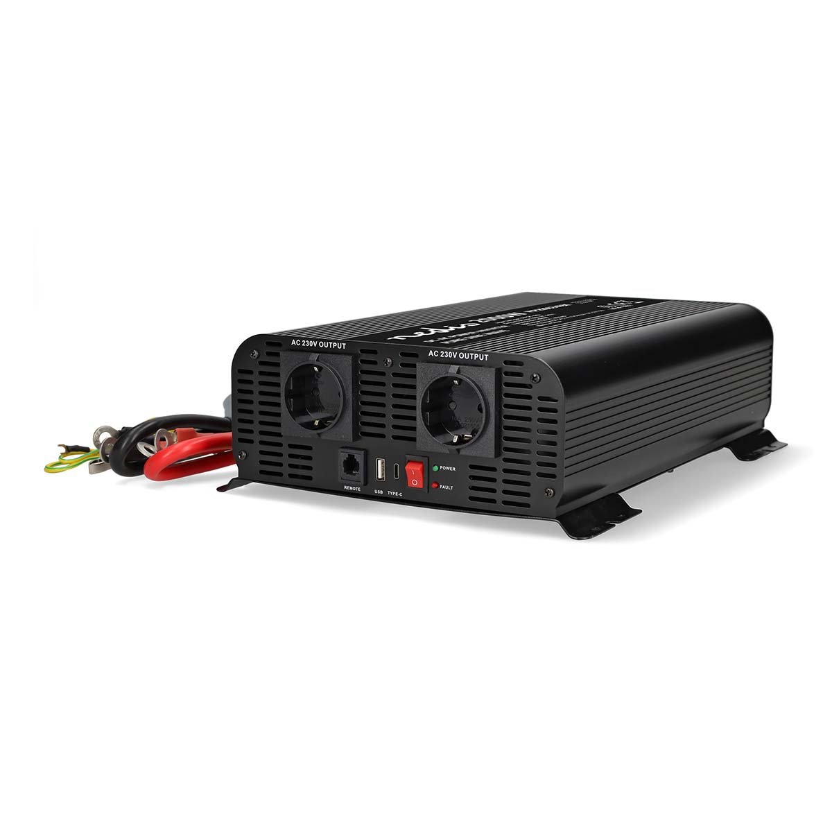 Nedis Omvormer Pure Sinusgolf | Ingangsvoltage: 24 V DC | Apparaat stroomoutput: Type F (CEE 7 3) USB-A USB-C™ | 2000 W | Piekvermogen: 4000 W |